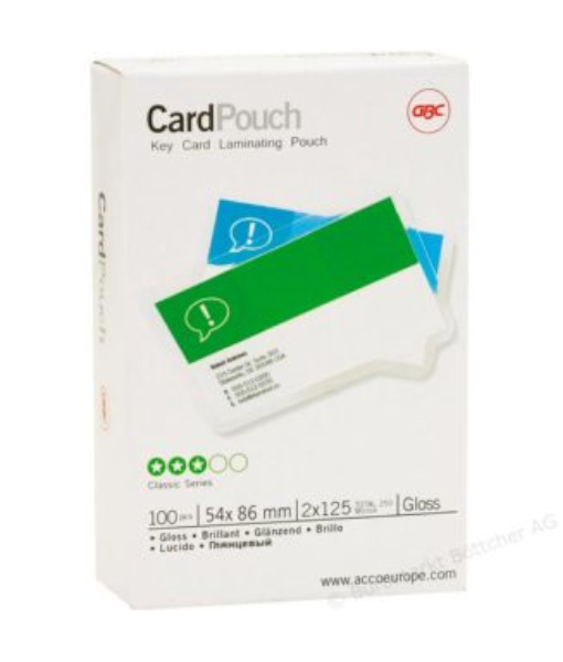 GBC Card Laminating Pouches (54×86) 250 micron x 100 sheets