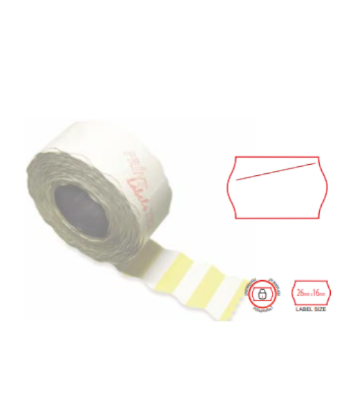 Pre Print labels 2616 1 col permanent 4 white with red cut