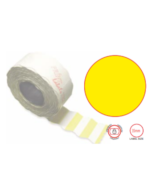 Print Labels Round 35mm Fl Yellow Permanent 4 – 400 lbl