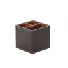 DESK ORGANISER BROWN FAUX LEATHER SQUARE OSCO