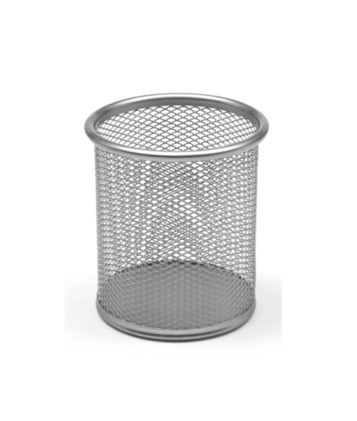 PEN HOLDER ROUND WIREMESH SILVER OSCO
