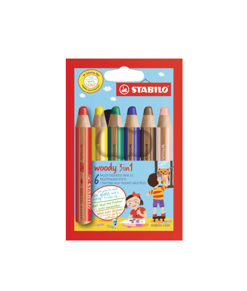 PENCIL COLOURS WOODY 3 in 1 WALLET x6 STABILO