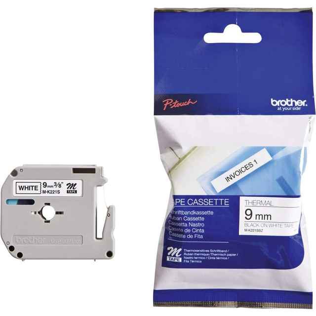 [DE-RIBR-0925] Brother M-K221BZ P-Touch Black on White Label Tape 9mm × 8m (39191080)