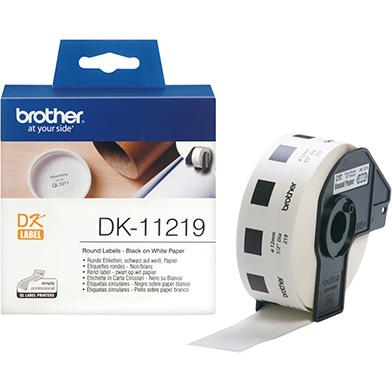 [MB-LABR-11219] Brother DK-11219 12mm Round Black-on-White Labels (1,200 Labels per Roll)