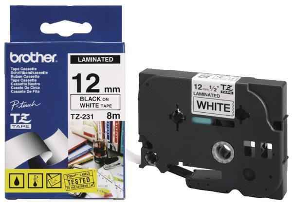 [DE-RIBR-1080] Brother TZe-231 P-Touch Laminated Label Tape Black on White 12mm × 8m (48219090)