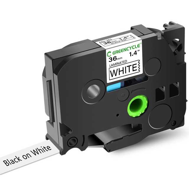 [DE-RIBR-1100] Brother TZe-261 P-Touch Laminated Label Tape Black on White 36mm × 8m (48219090)
