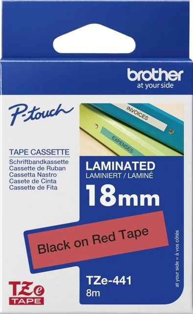 [DE-RIBR-1012] Brother TZe-141 P-Touch Black on Clear Laminated Label Tape 18mm × 8m (48219090)