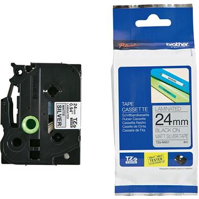[DE-RIBR-TZ951] Brother P-touch TZe-M951 Black on Matte Silver Laminated Label Tape, 24 mm × 8 m