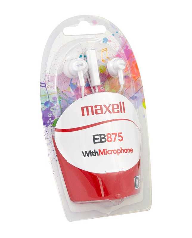 [MA-HP-EB875W] Maxell EB875 Earbuds with Microphone – White (851830)