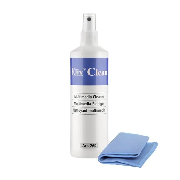 [ECS-SP-1000] ELIX CLEAN 260 Multimedia Screen Cleaning Kit, 250 ml Spray + Microfibre Cloth