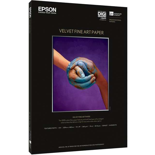 Epson Velvet Fine Art Paper – Super A3+, 20 Sheets [S041637]