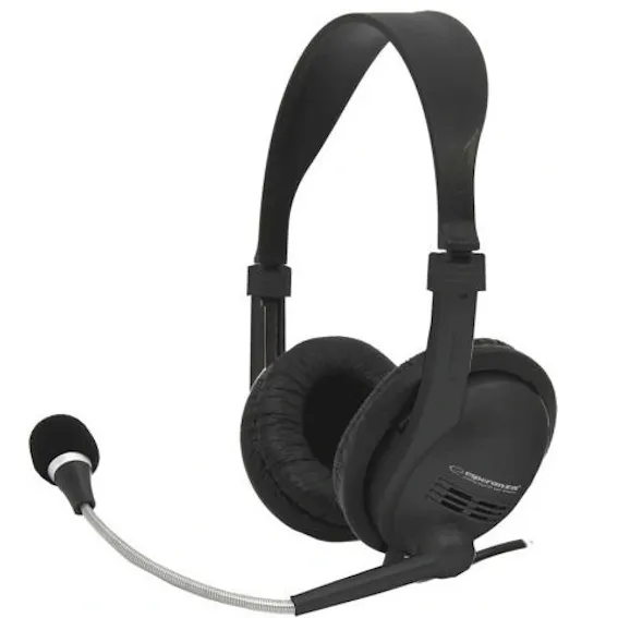 [ESP-HP-1900] Esperanza EH115 Wired Stereo Headset with Microphone and Volume Control Black (851830)