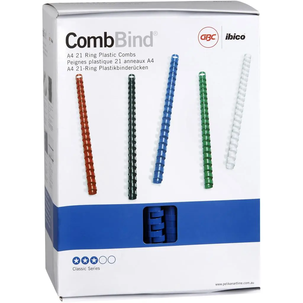 GBC CombBind™ Plastic Binding Combs A4 14mm Blue Pack of 100 (4028238)