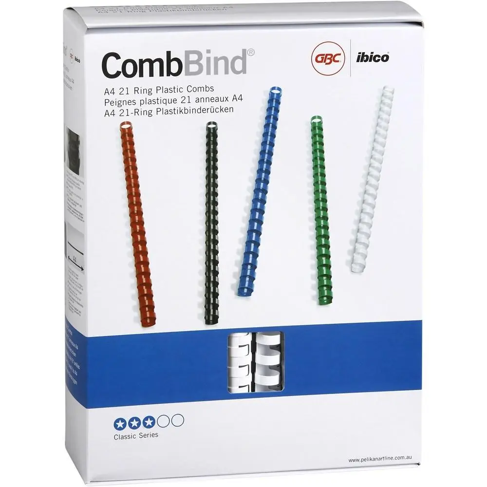 GBC CombBind™ Plastic Binding Combs A4 51mm White Pack of 50 (4028207)