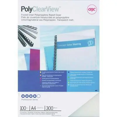 GBC PolyClearView™ Binding Covers A4 300 Micron Frosted Pack of 100 (IB386848)