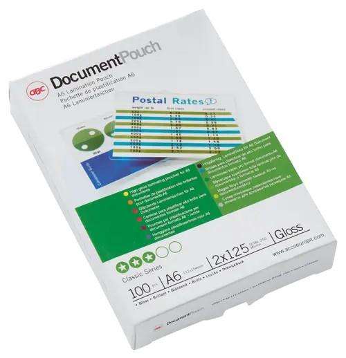 GBC Document Gloss Laminating Pouches A6 125 Micron Pack of 100 (3740442)