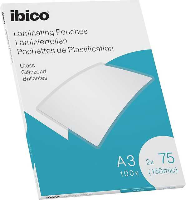 Ibico A3 Gloss Laminating Pouches 75 Micron Pack of 100 (627319)
