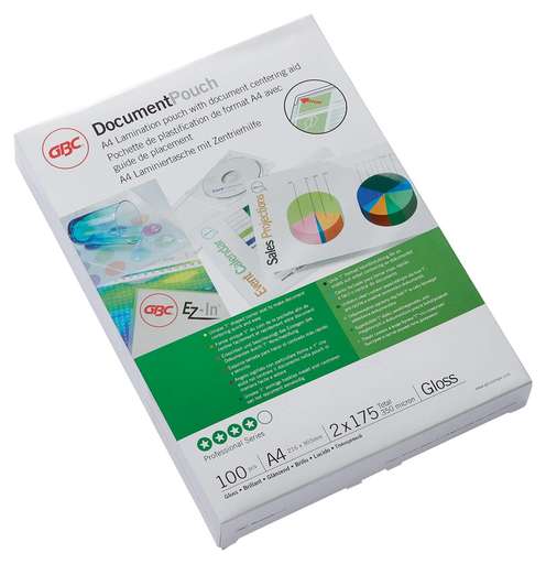 GBC Document Gloss Laminating Pouches A4 350 Micron Pack of 100 (3200724)
