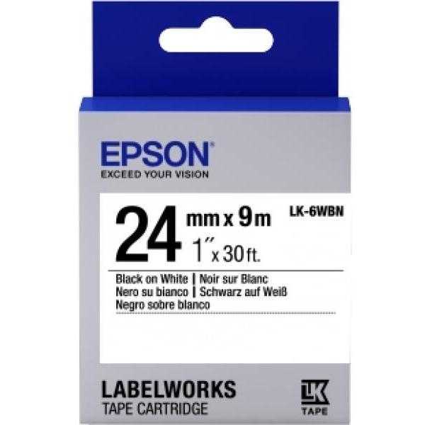 [EP-LABEL-LK6WBN] Epson LK-6WBN Standard Label Tape – Black on White, 24 mm × 9 m