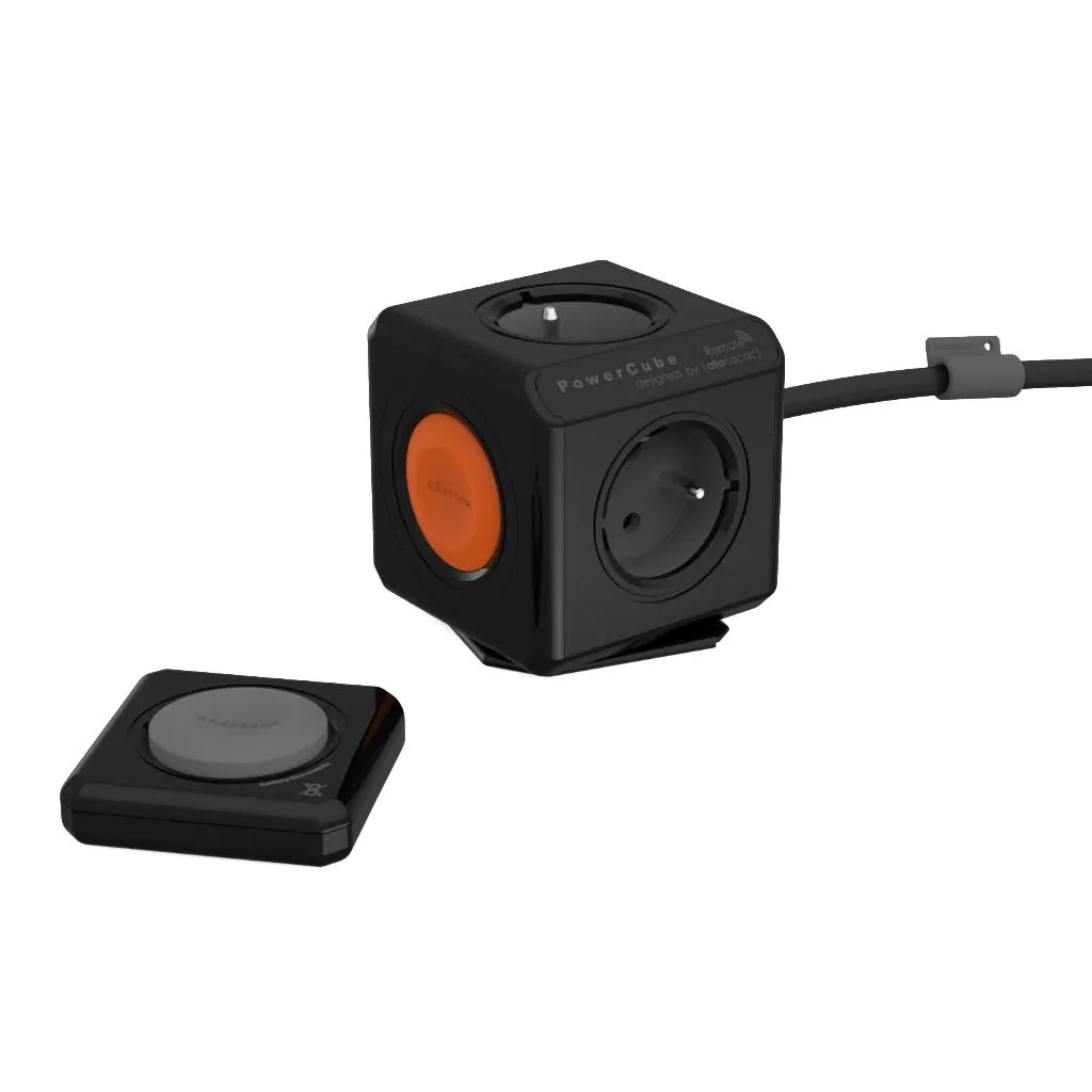[CC-PCUBE-1532BK] Allocacoc PowerCube Extended Remote Set UK, Black, 1.5 m Cable, 4 Outlets (853669)