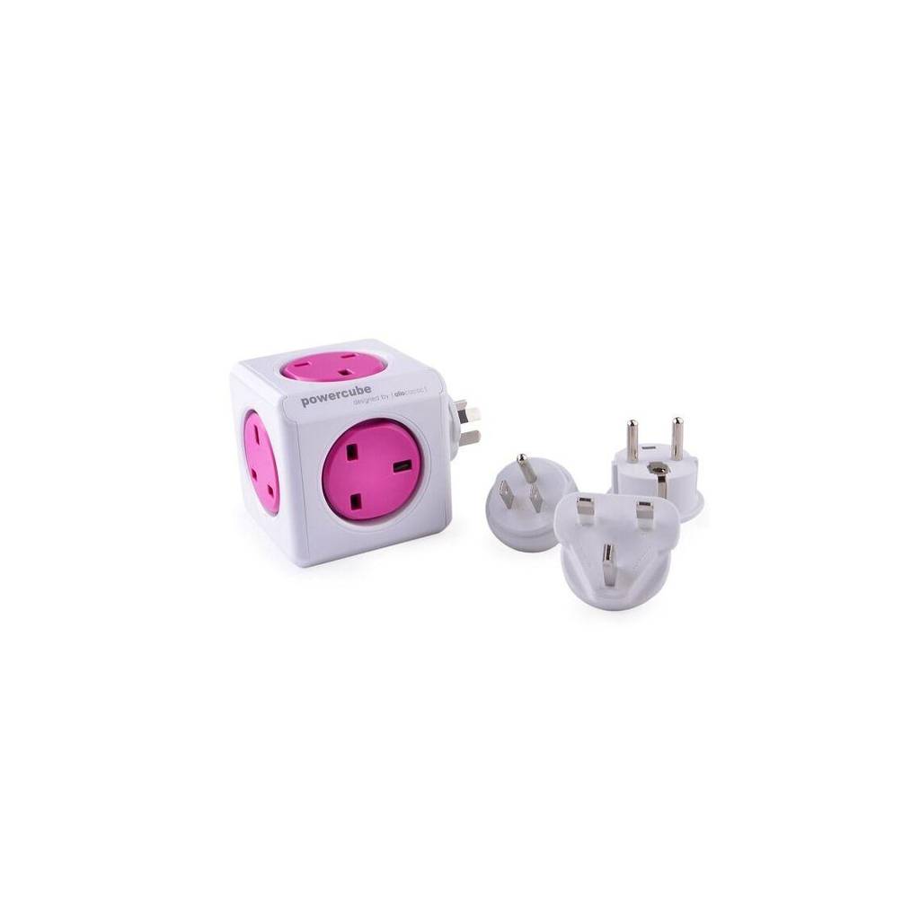 [CC-PCUBE-1840] Allocacoc PowerCube ReWirable + 4 Travel Plugs, Universal Power Socket Adapter, Purple (853669)