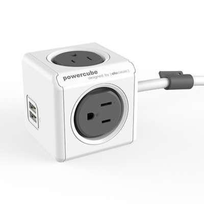 [CC-PCUBE-7304] Allocacoc PowerCube Extended UK Power Extension, 3 m Cable, 5 Outlets, Red (853669)