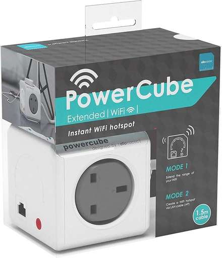 [CC-PCUBE-9630] Allocacoc PowerCube Extended WiFi Range Extender, 4 Power Outlets, 1.5 m Cable (851762)