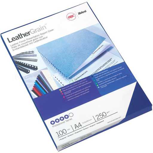 GBC LeatherGrain™ Binding Covers A4 Black 250gsm Pack of 100 (CE040010)