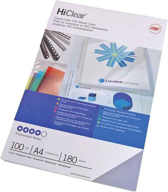 Rexel Clear Binding Covers A4 200 Micron Pack of 100 (012080)