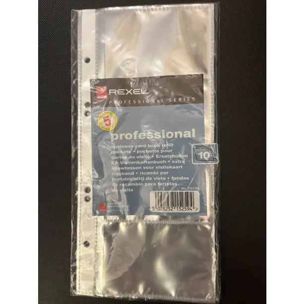 [ACR-F-2101192] Rexel Professional Business Card Book Refill Pockets Pack of 10 (2101192)