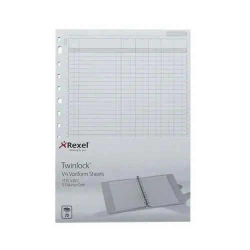 Twinlock Variform V8 4 Debit / 16 Credit Petty Cash Refill Sheets (75990)